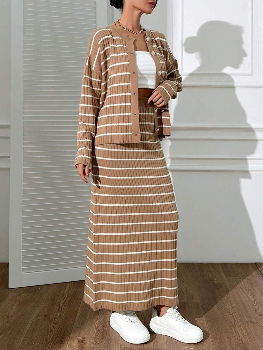 EURMUSE SPÓDNICA MAXI SWETER ROZPINANY KOMPLET S06__OS