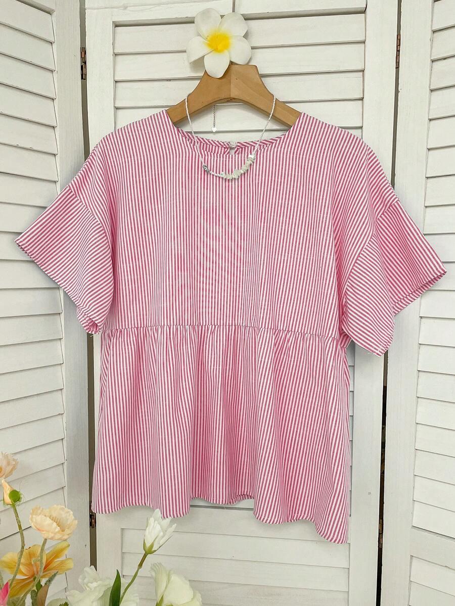 SHEIN BLUZKA W PASKI OKRĄGŁY DEKOLT S06__S