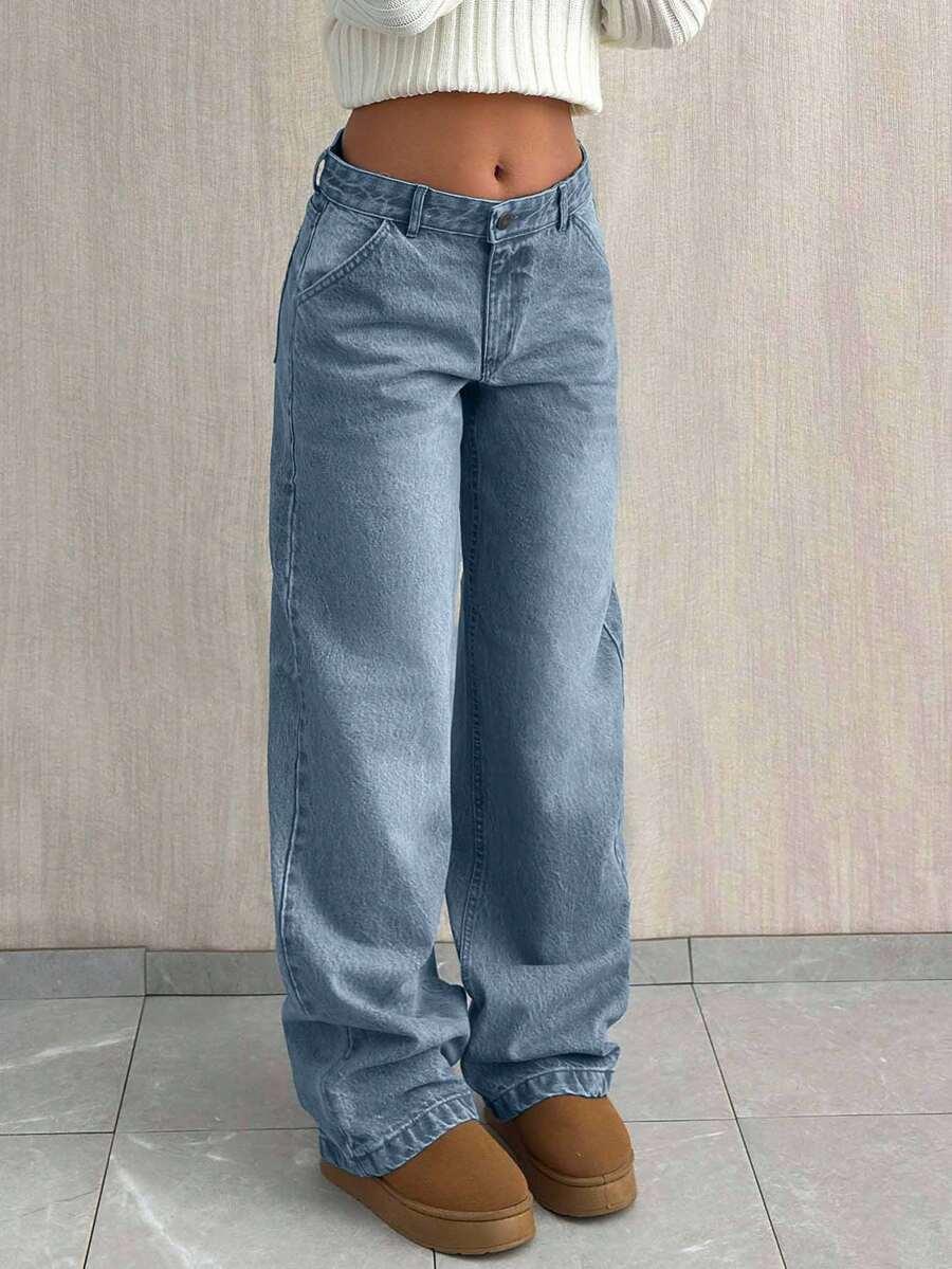 SHEIN NIEBIESKIE JEANSY KIESZENIE S06__XS