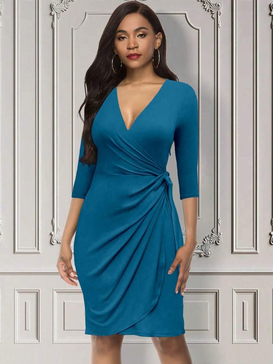SHEIN NIEBIESKA MIDI SUKIENKA S06__XL