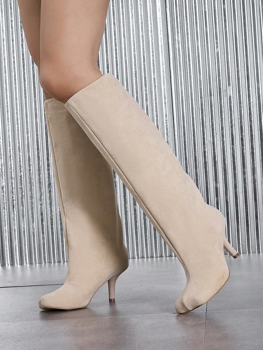 SHEIN BEŻOWE KOZAKI IMITACJA ZAMSZU W01__40,5