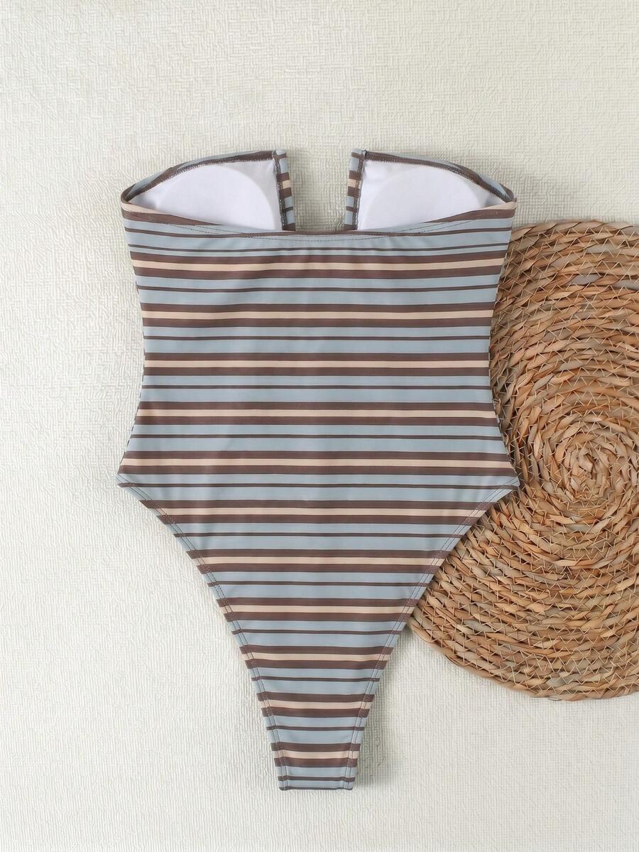 SHEIN JEDNOCZĘŚCIOWY STRÓJ KĄPIELOWY W PASKI S09__M