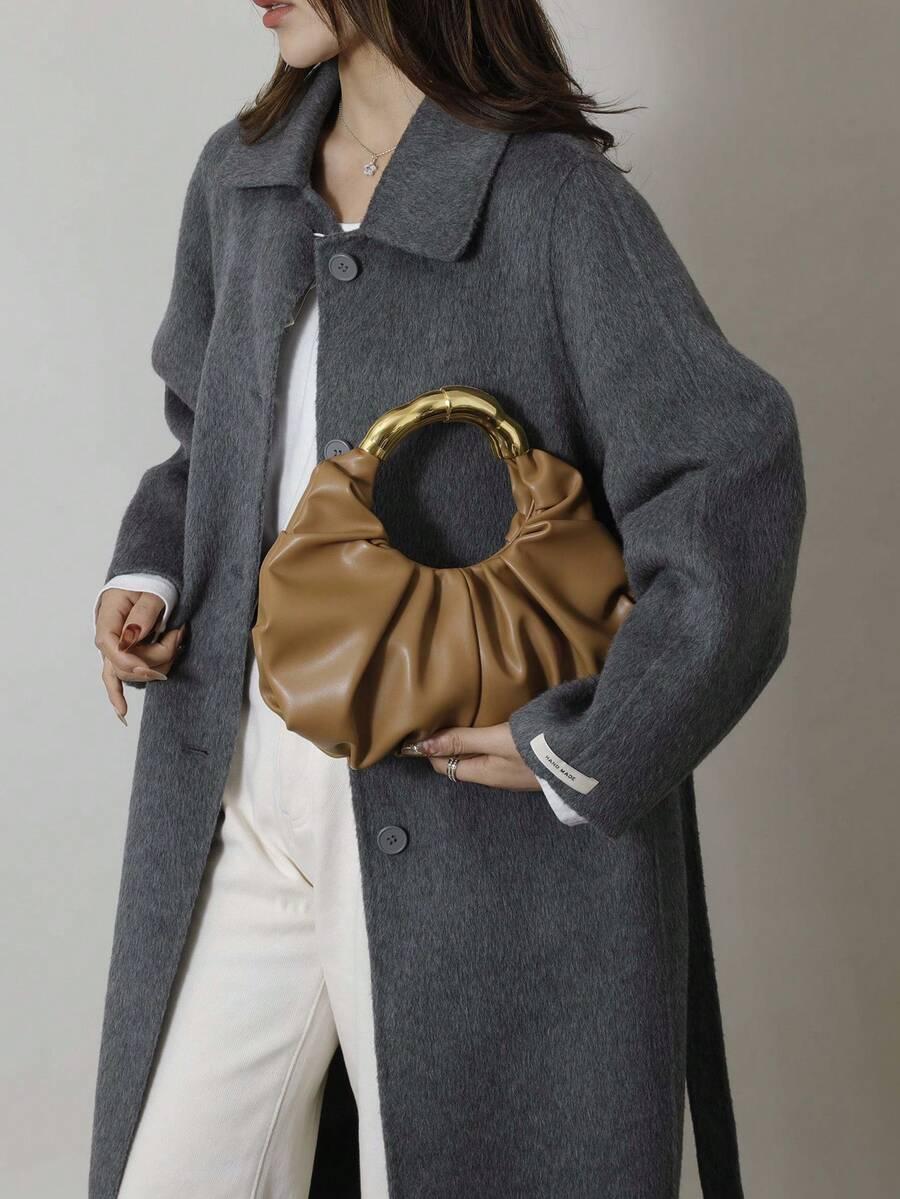 SHEIN BRĄZOWA TOREBKA IMITACJA ZAMSZU S07__30X23CM