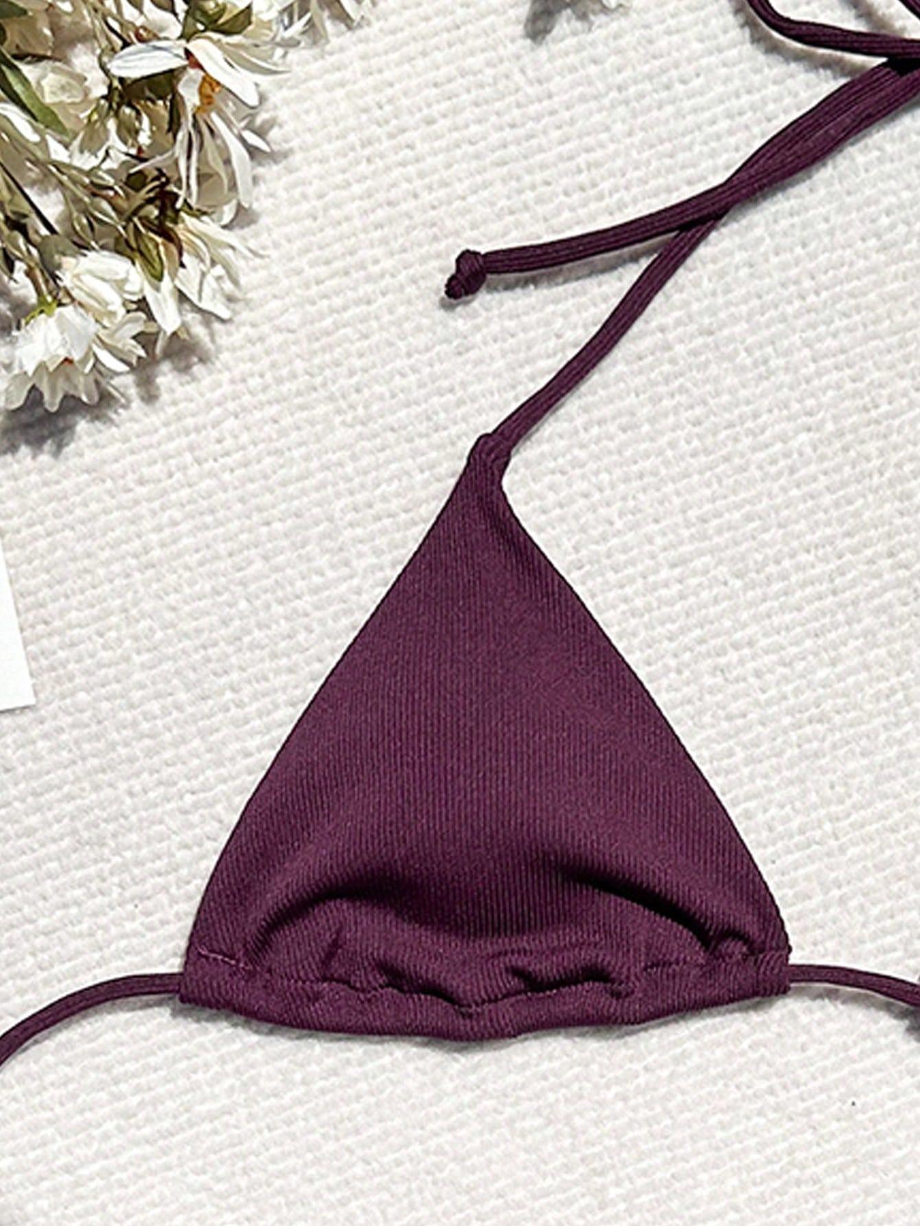SHEIN FIOLETOWY DWUCZĘŚCIOWY STRÓJ KĄPIELOWY PK01__S