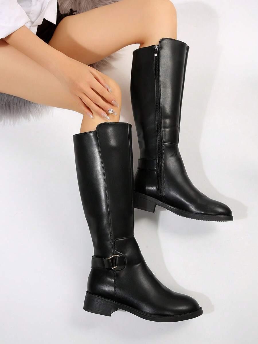 SHEIN CZARNE KLASYCZNE KOZAKI PRZED KOLANO W01__36,5