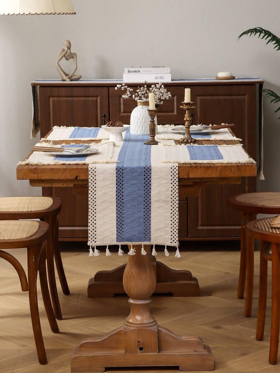 SHEIN BIEŻNIK NA STÓŁ Z FRĘDZLAMI S07__30X120