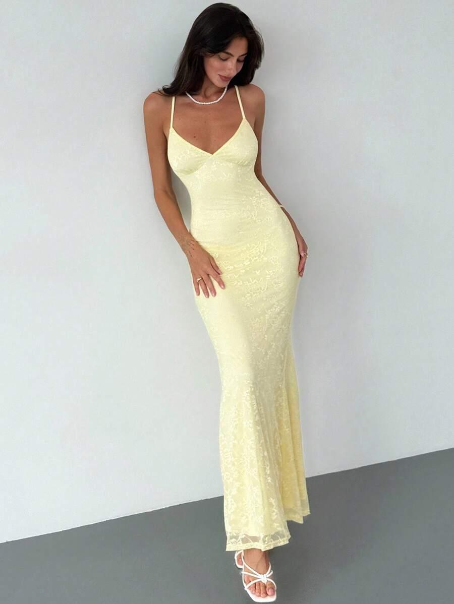 SHEIN ŻÓŁTA MAXI SUKIENKA S06__S