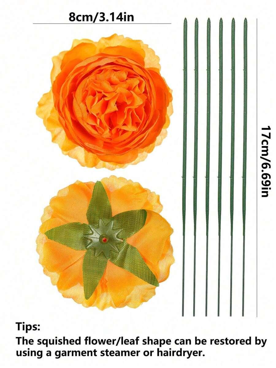 SHEIN POMARAŃCZOWE SZTUCZNE KWIATY DEKORACJA 5-PACK S07
