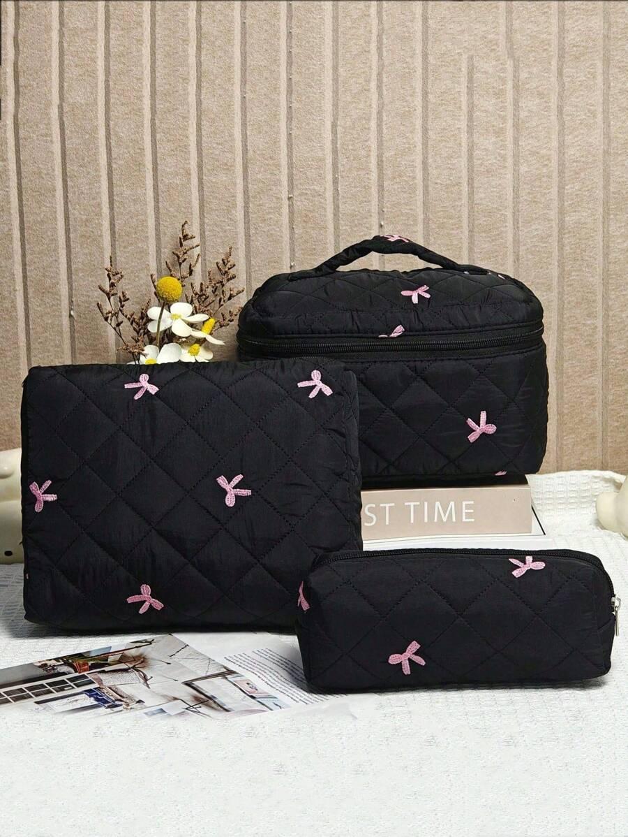 SHEIN CZARNA KOSMETYCZKA KOKARDY S07__28X17