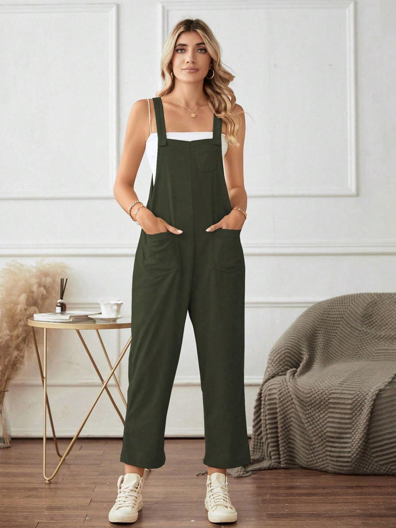 SHEIN ZIELONY KOMBINEZON KIESZENIE PK01__M