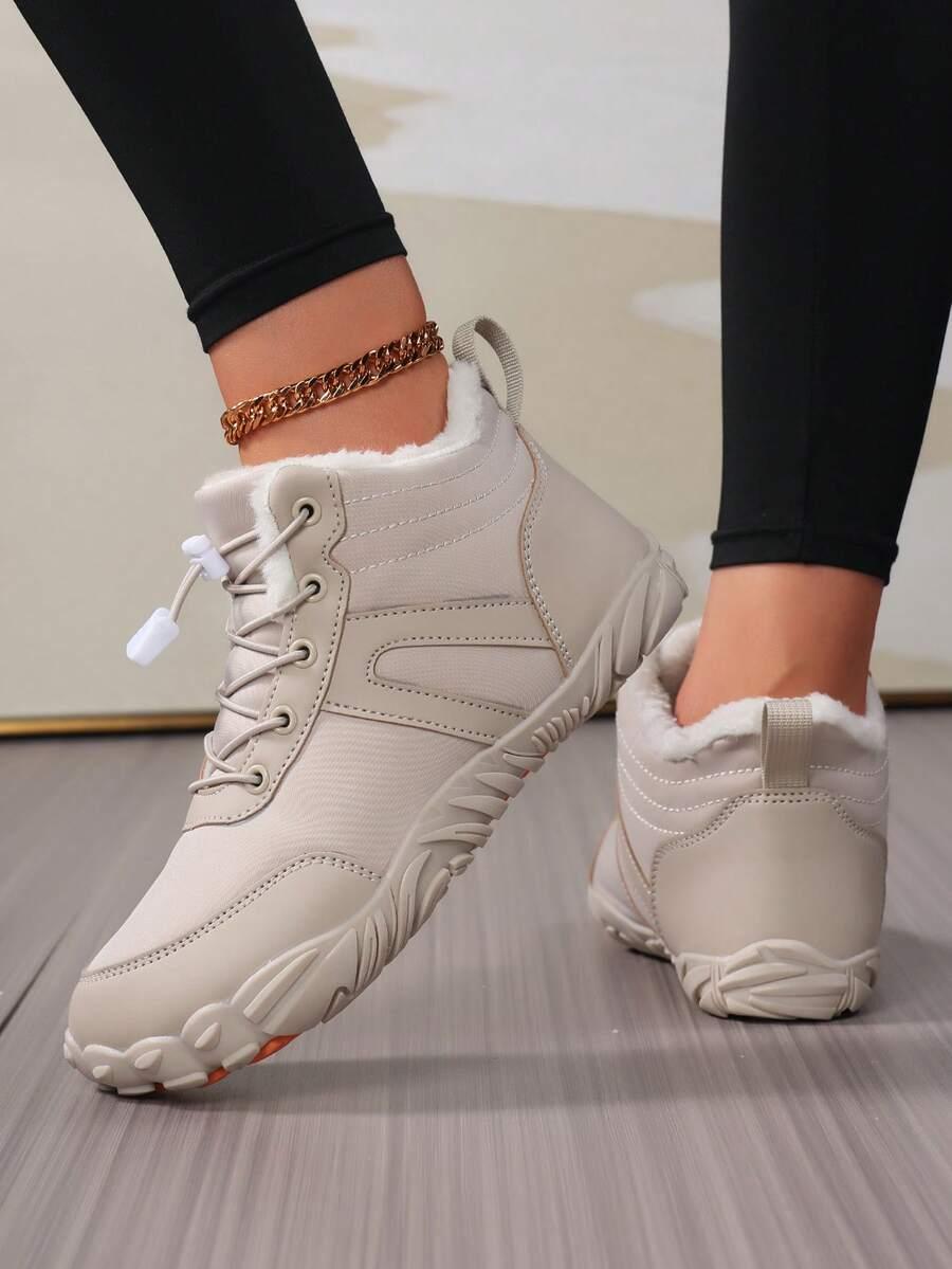 SHEIN BEŻOWE OCIEPLANE BUTY TREKKINGOWE W01__43