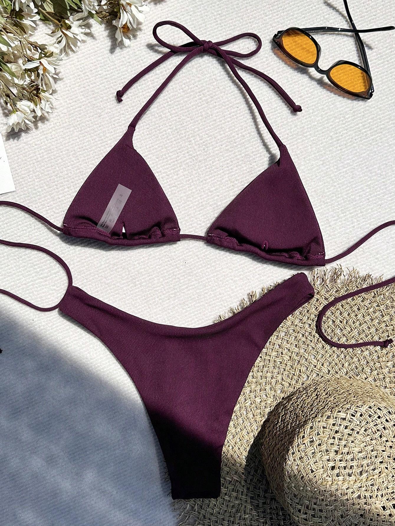SHEIN FIOLETOWY DWUCZĘŚCIOWY STRÓJ KĄPIELOWY PK01__S