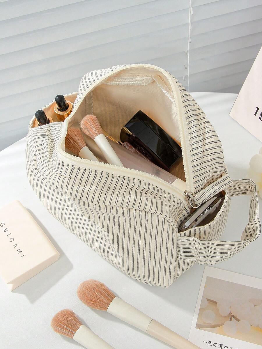 SHEIN BEŻOWA KOSMETYCZKA PASKI S07__15X11X21