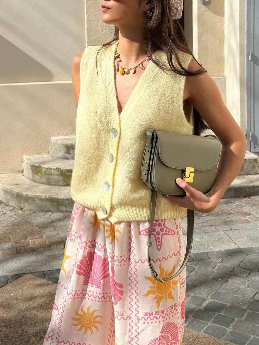 SHEIN ŻÓŁTA KAMIZELKA DZIANINA S06__L