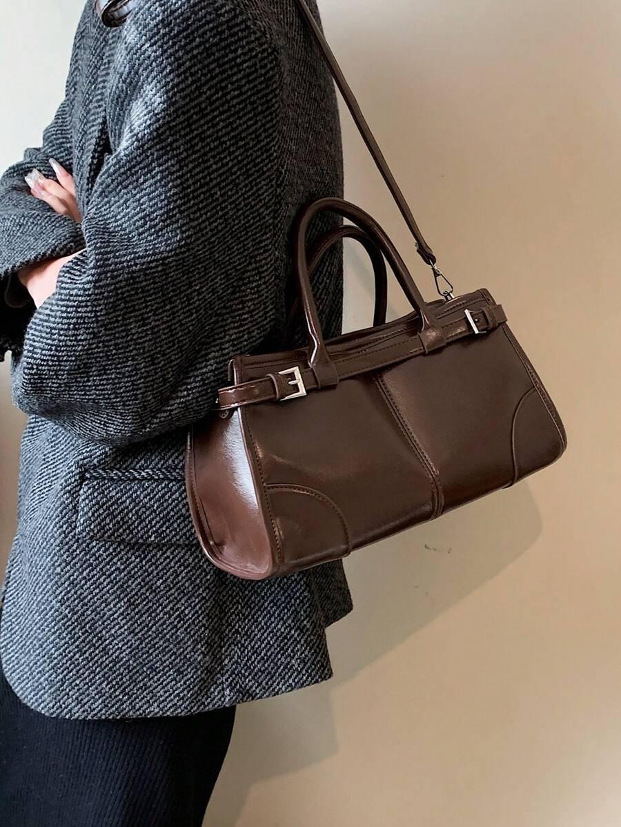 SHEIN BRĄZOWA TOREBKA IMITACJA SKÓRY S07__31X13X17