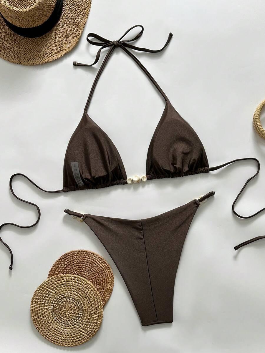 SHEIN BRĄZOWY DWUCZĘŚCIOWY STRÓJ KĄPIELOWY S09__50