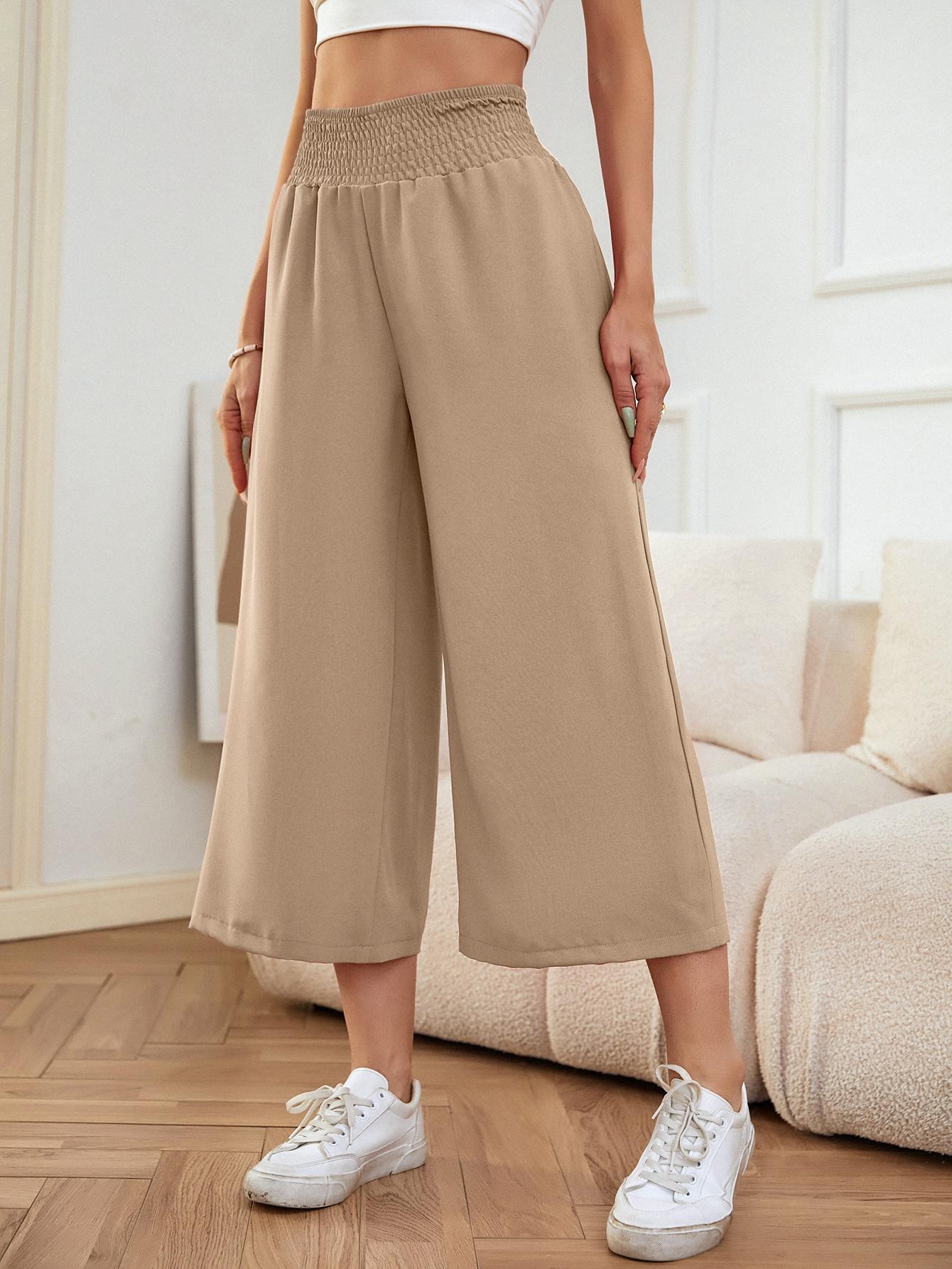 SHEIN BEŻOWE SPODNIE WYSOKI STAN S06__L