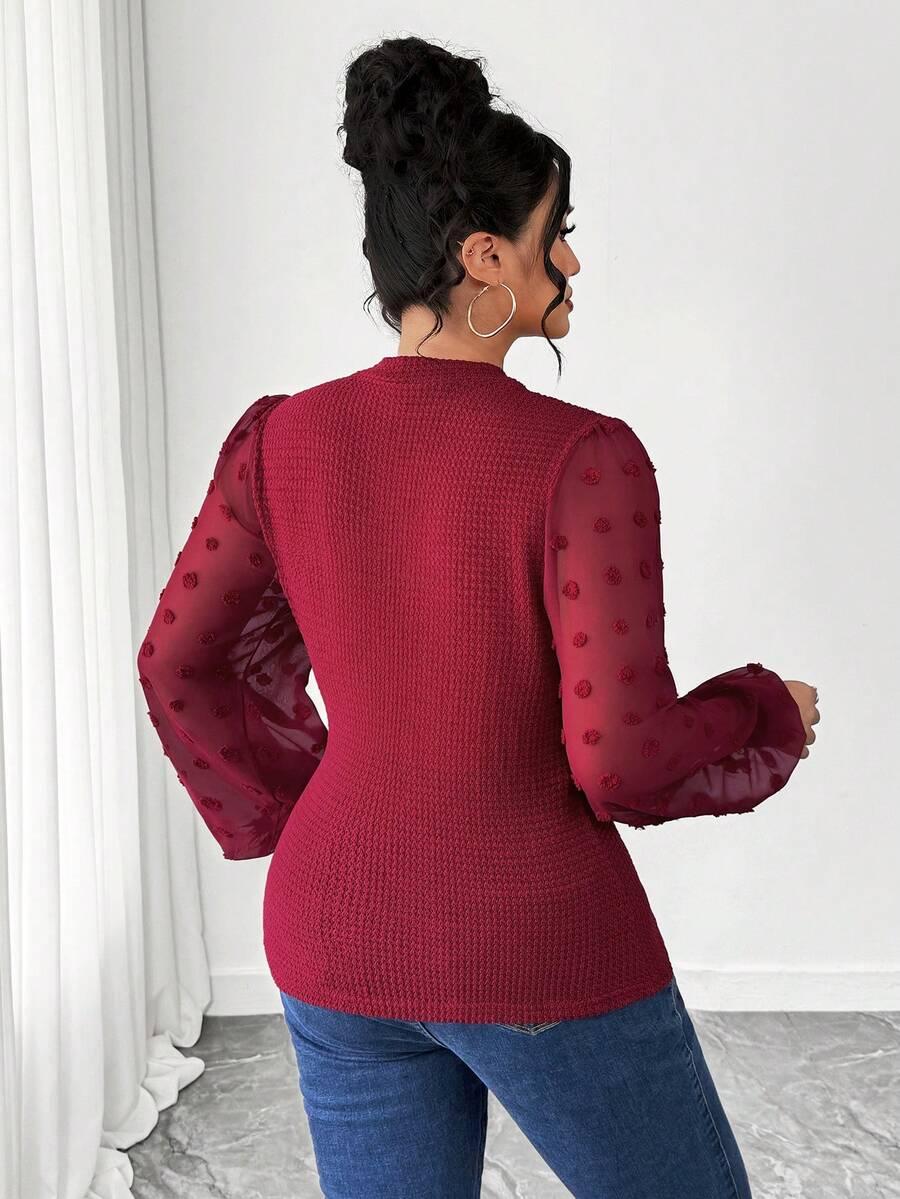 SHEIN CZERWONA BLUZKA Z DŁUGIM RĘKAWEM S06__XXL