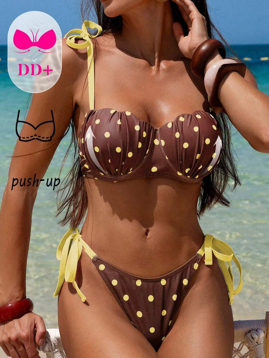 SHEIN DWUCZĘŚCIOWY STRÓJ KĄPIELOWY WZÓR GROSZKI S09__38DD/L