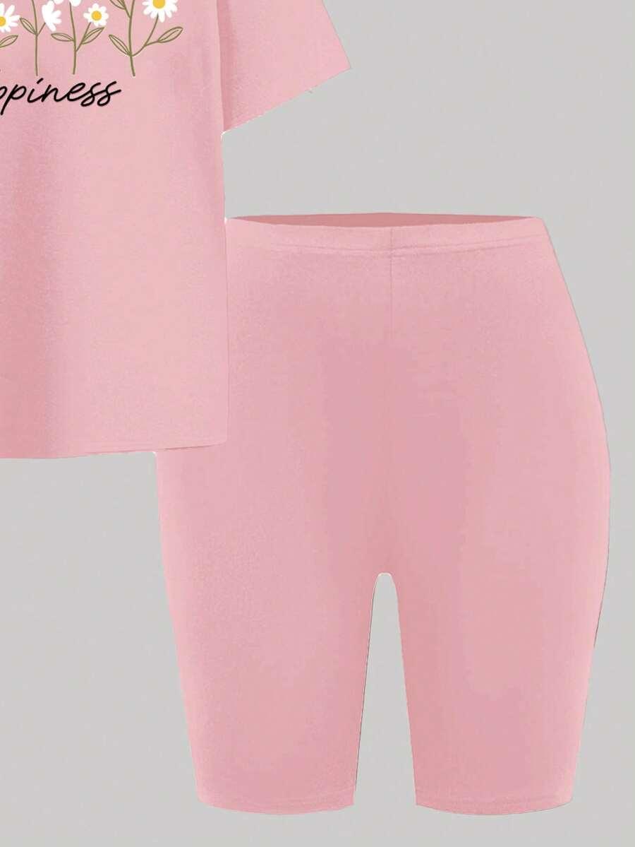SHEIN KOMPLET BLUZKA SPODENKI WZÓR PRINT S09__116-122