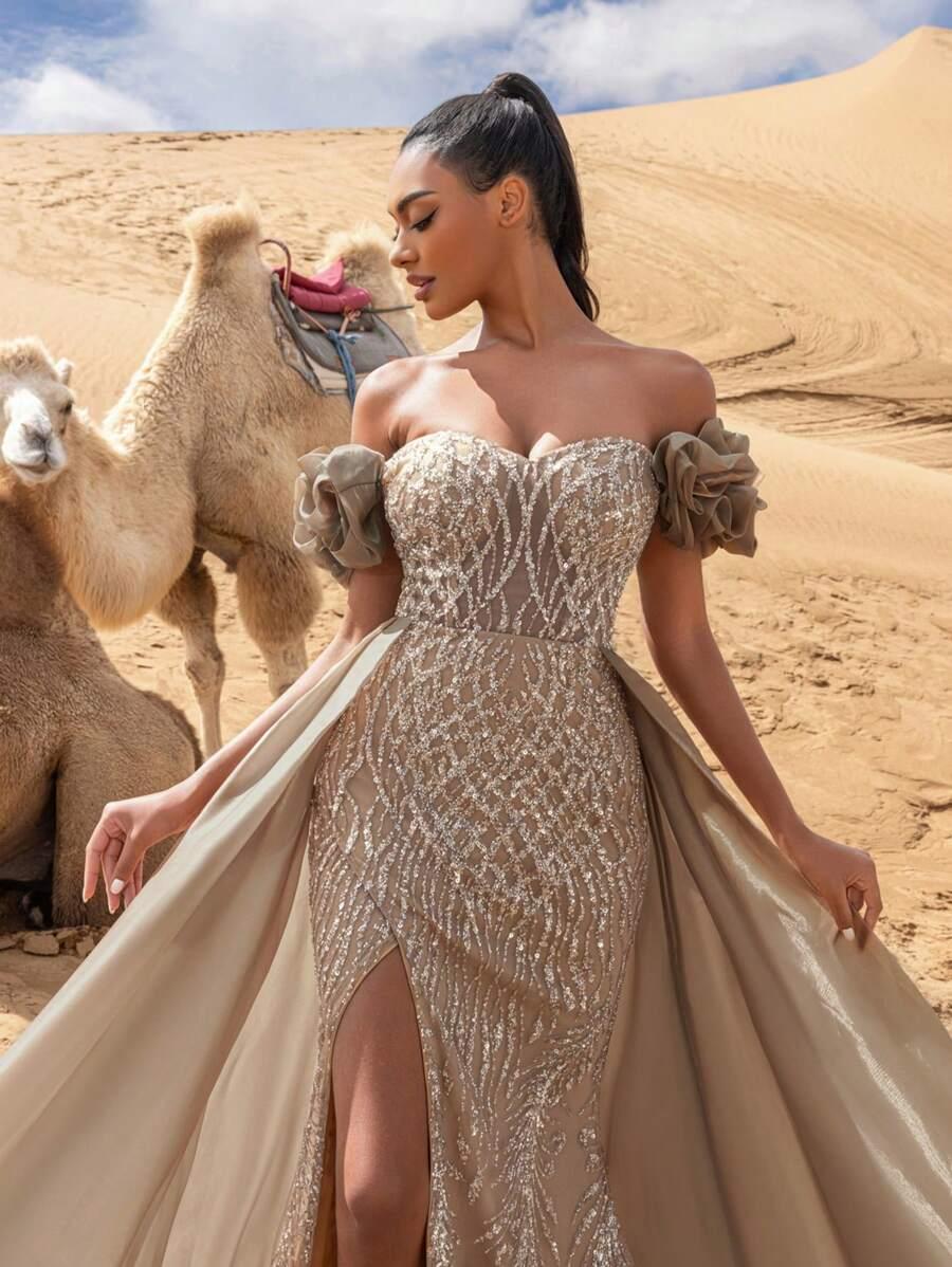 FAERIESTY ZŁOTA MAXI SUKIENKA S06__XL