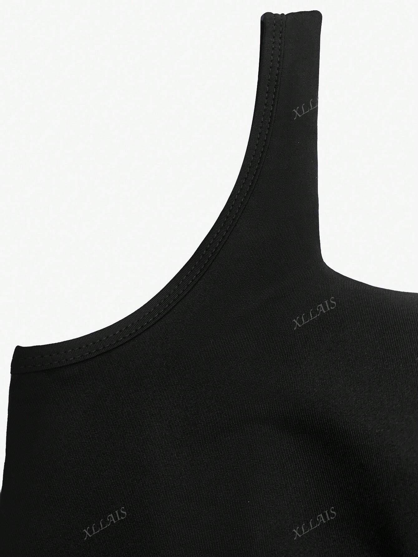 SHEIN CZARNY TOP NA RAMIĄCZKACH S06__XXS