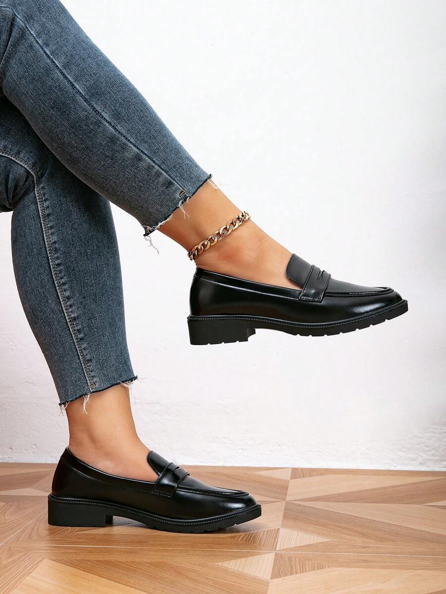 SHEIN CZARNE MOKASYNY IMITACJA SKÓRY S06__42