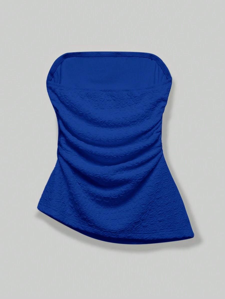 SHEIN GRANATOWY TOP BEZ RĘKAWÓW MARSZCZENIA S09__M