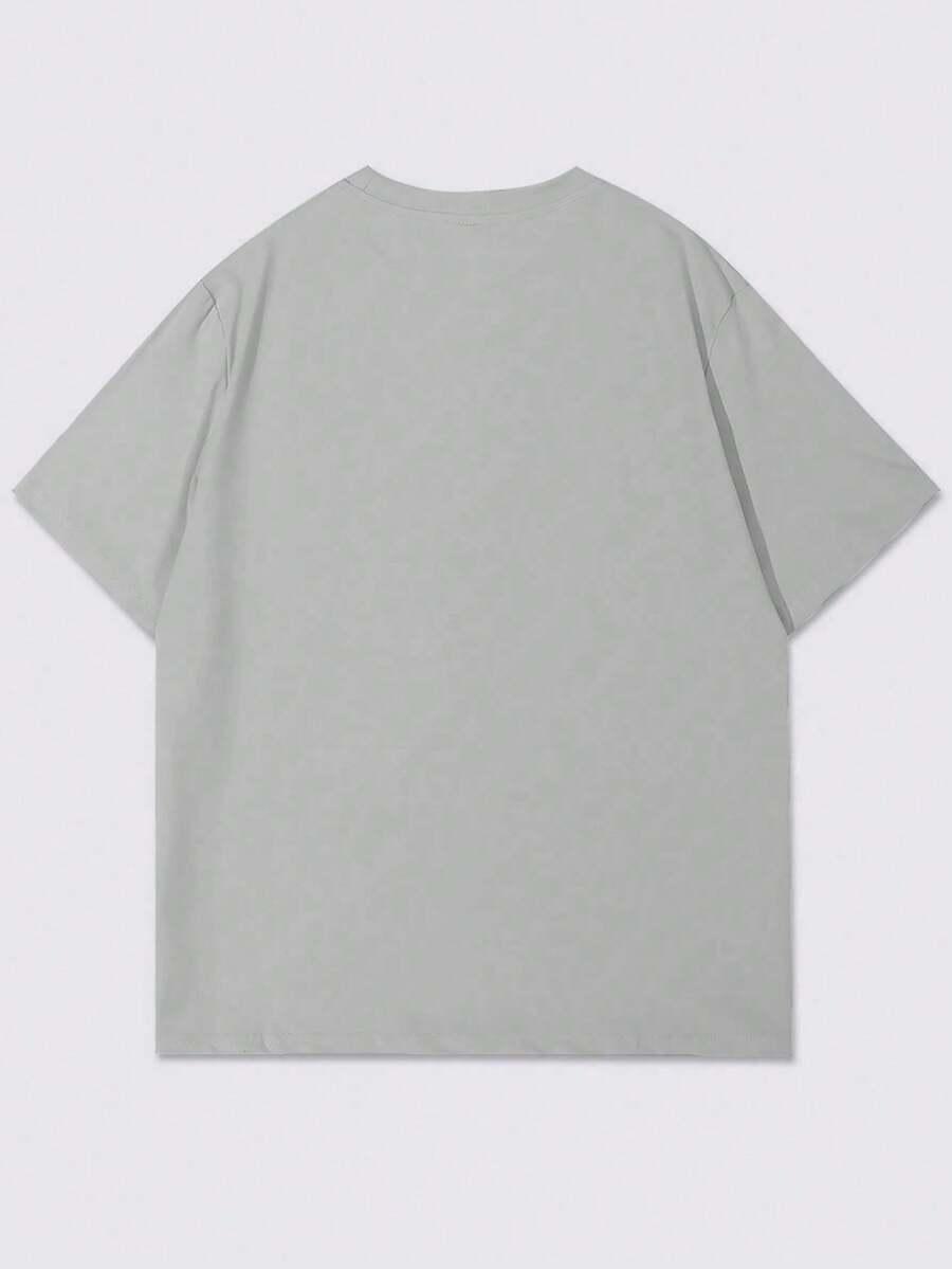 SHEIN SZARY GŁADKI T-SHIRT S06__M