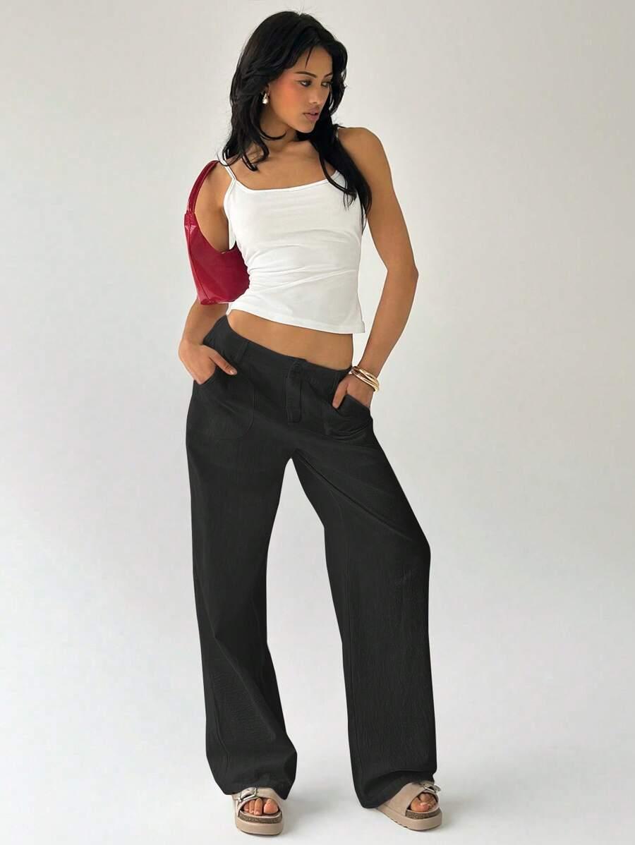 EASELLE CZARNE SPODNIE CASUAL S06__XS