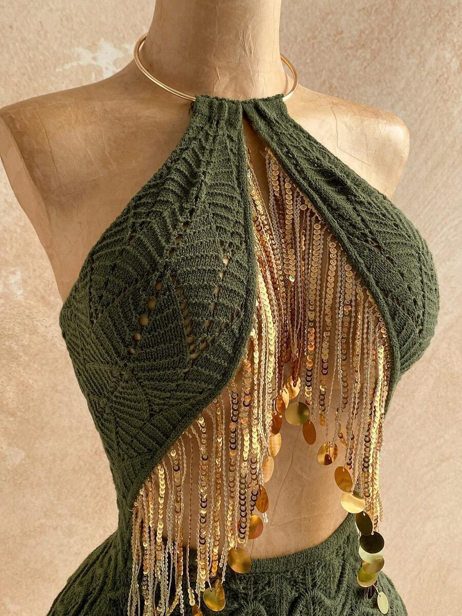 SOLEIA DZIANINOWA MINI SUKIENKA ZDOBIENIE S06__XS
