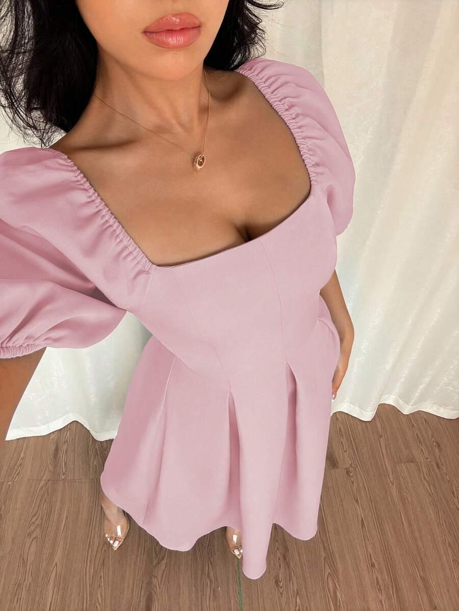 SHEIN RÓŻOWA SUKIENKA KRÓTKI RĘKAW S06__L