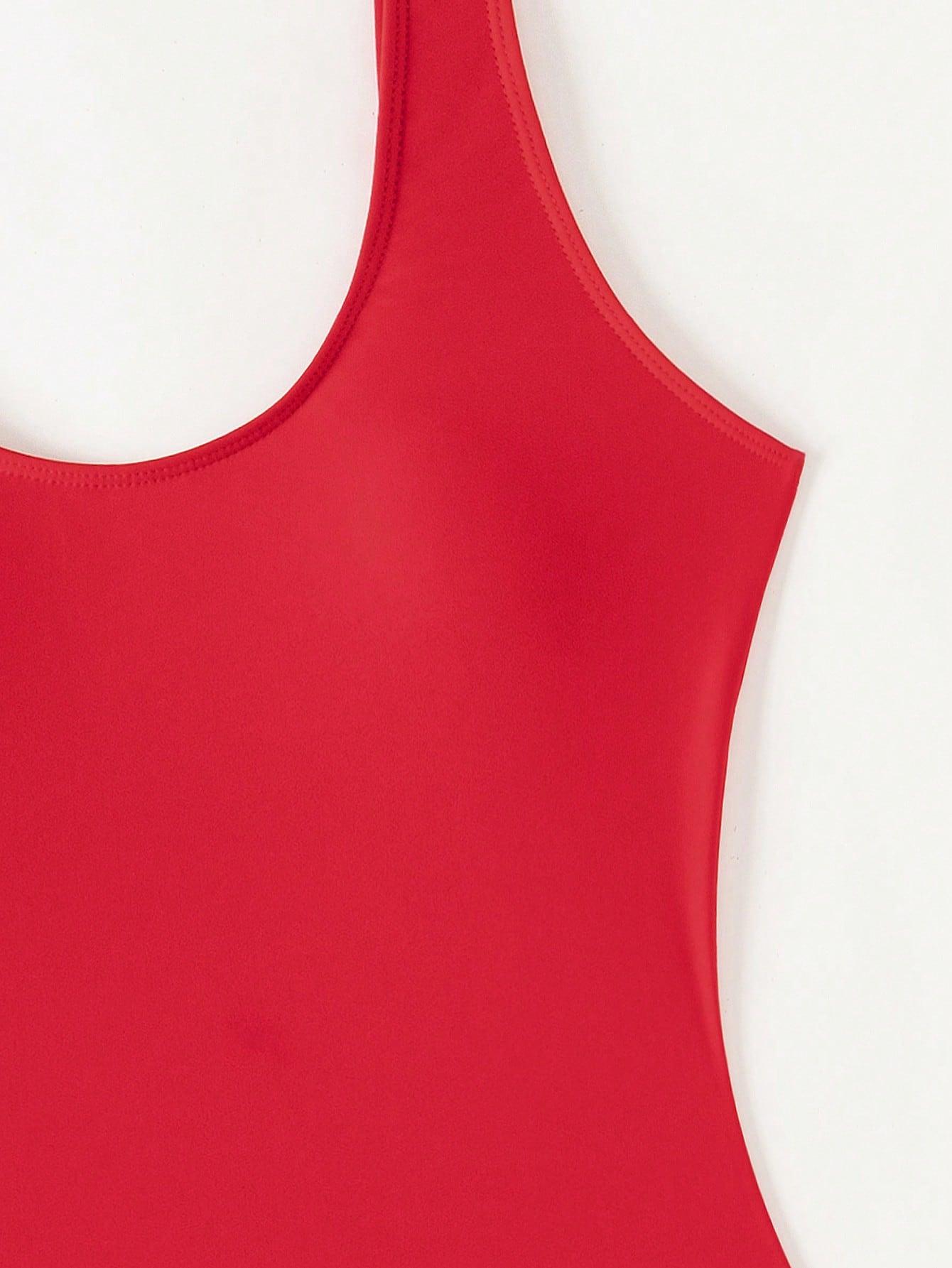 SHEIN CZERWONY JEDNOCZĘŚCIOWY STRÓJ KĄPIELOWY S09__S