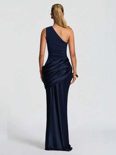 SHEIN GRANATOWA SUKIENKA MAXI S06__M
