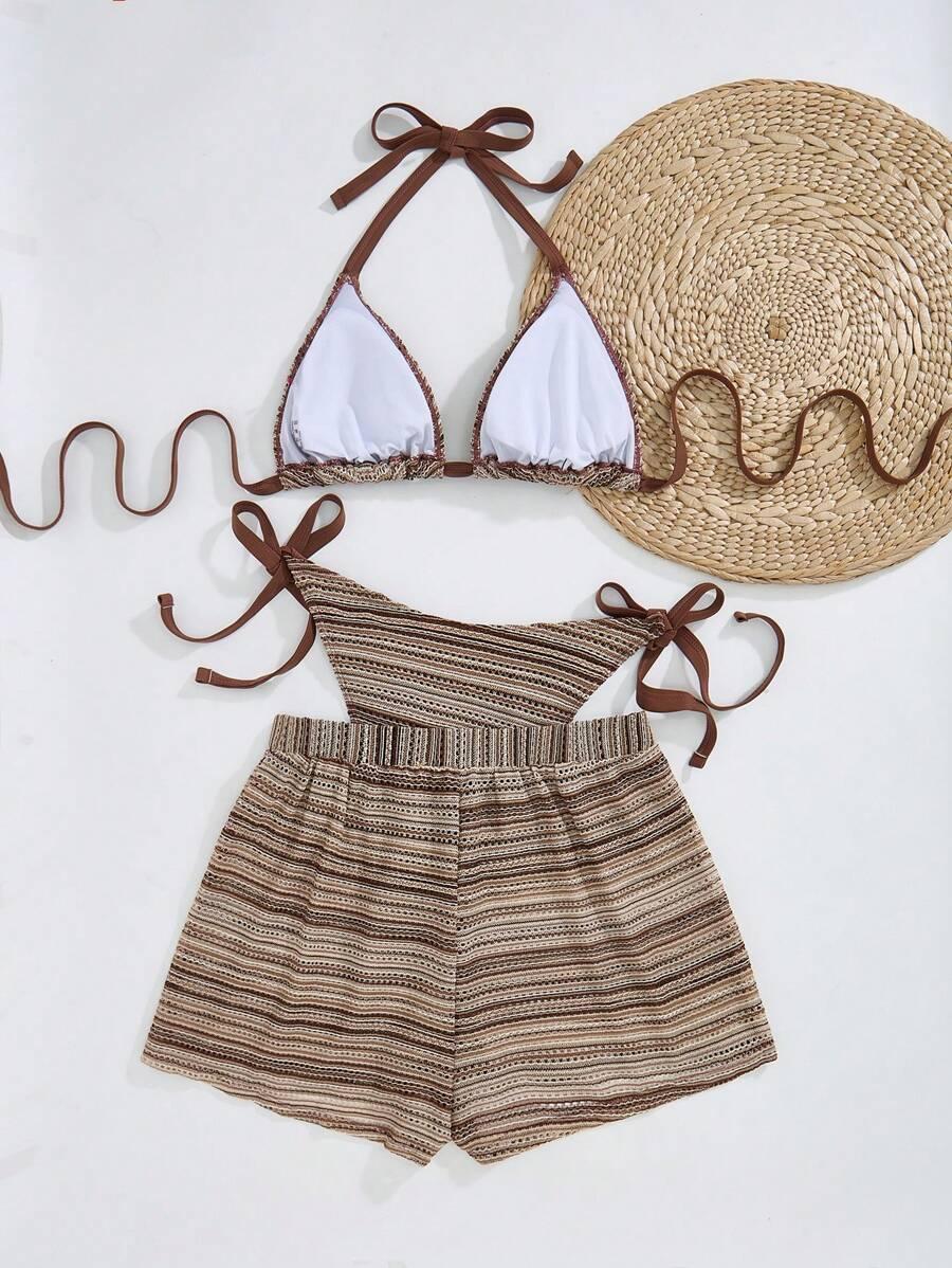 SHEIN DWUCZĘŚCIOWY STRÓJ KĄPIELOWY SPODENKI KOMPLET S09__50