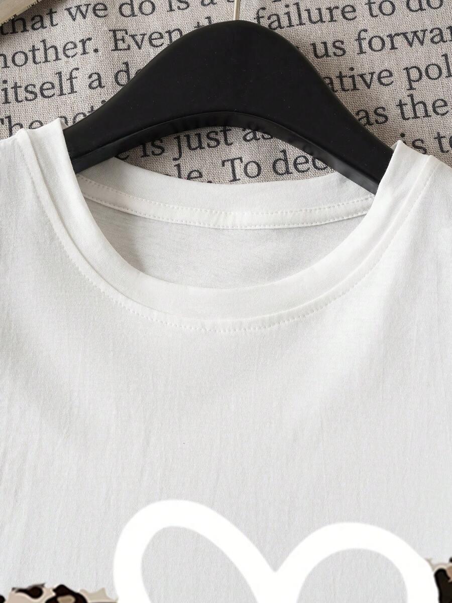 SHEIN T-SHIRT NADRUK OKRĄGŁY DEKOLT S06__L