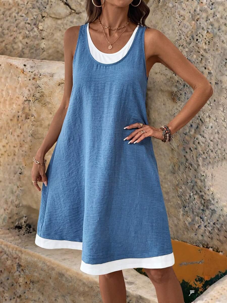 SHEIN NIEBIESKA SUKIENKA PRZED KOLANO S06__XXL