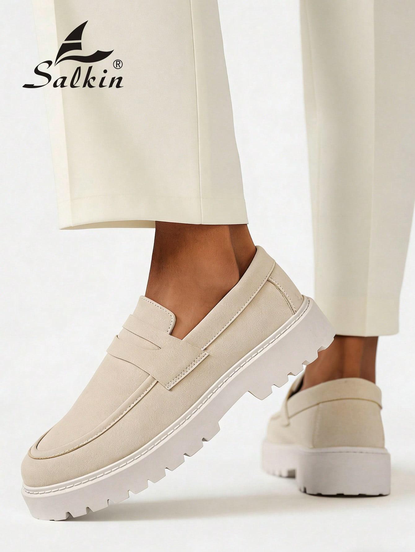 SHEIN BEŻOWE MOKASYNY PLATFORMA S06__46