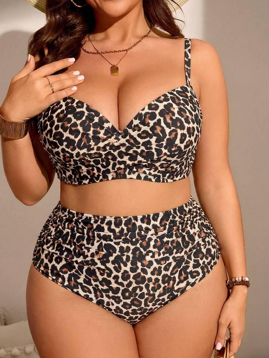 SHEIN DWUCZĘŚCIOWY STRÓJ KĄPIELOWY ANIMAL PRINT S09__XXL