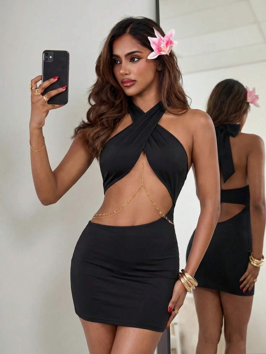 SHEIN CZARNA MINI SUKIENKA S06__XS