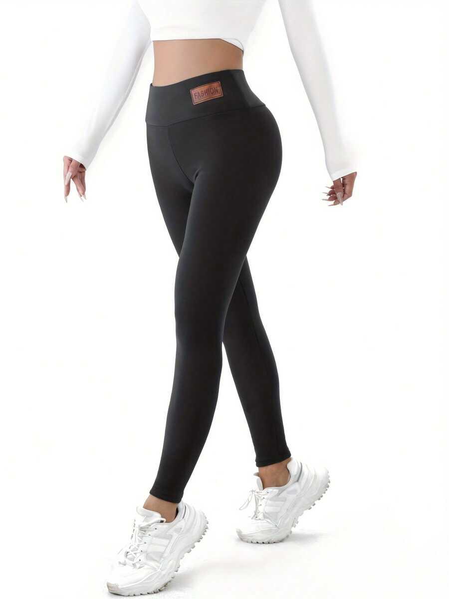 SHEIN CZARNE OCIEPLANE SPODNIE W01__L