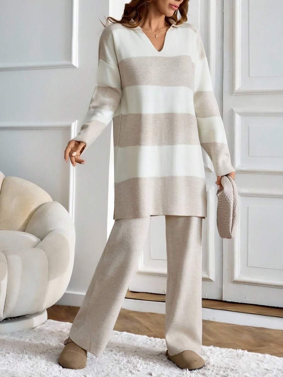 SHEIN SWETER SPODNIE DZIANINOWY KOMPLET S06__L
