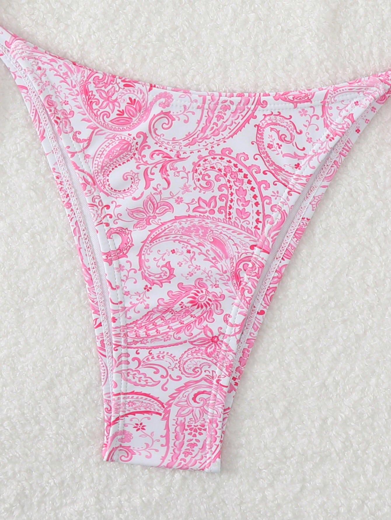 SHEIN RÓŻOWY STRÓJ KĄPIELOWY WIĄZANIE S09__M