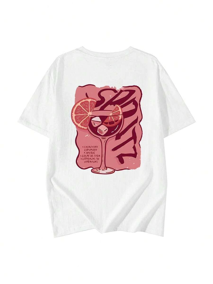 SHEIN BIAŁY T-SHIRT NADRUK PK01__M