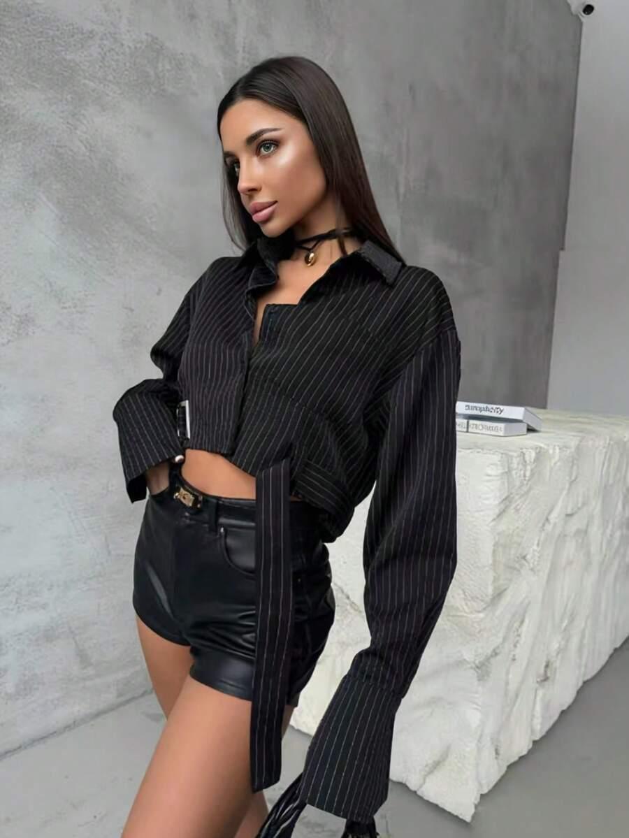 SHEIN CZARNA KOSZULA PASKI S06__M