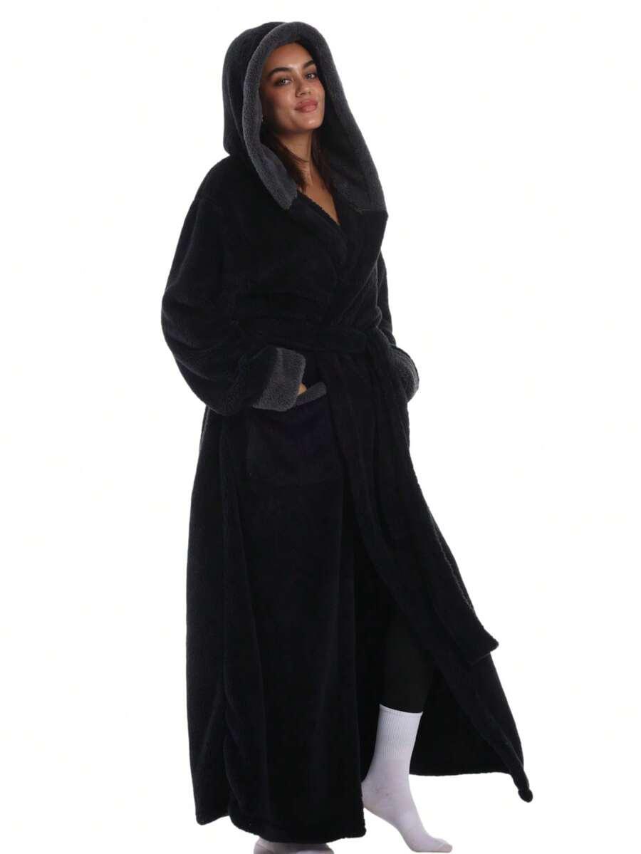 SHEIN CZARNY SZLAFROK MIŚ S07__L
