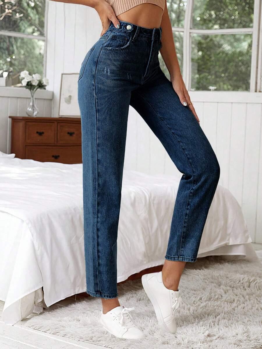 SHEIN NIEBIESKIE JEANSY WYSOKI STAN S06__S