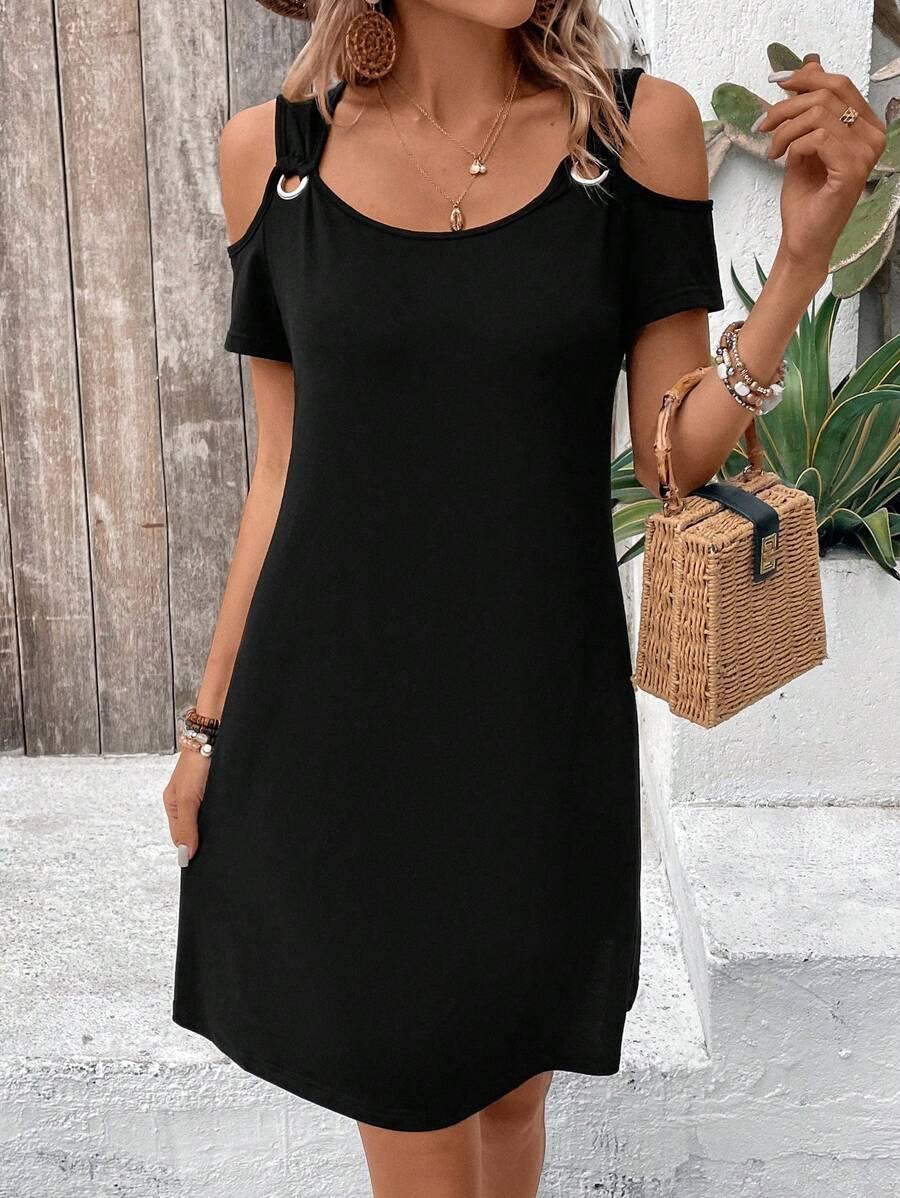 SHEIN CZARNA SUKIENKA ZDOBIENIE S06__L