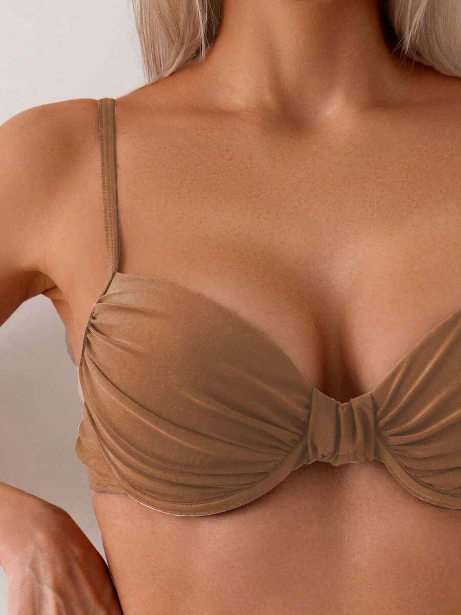 SHEIN BRĄZOWY DWUCZĘŚCIOWY STRÓJ KĄPIELOWY S09__XL