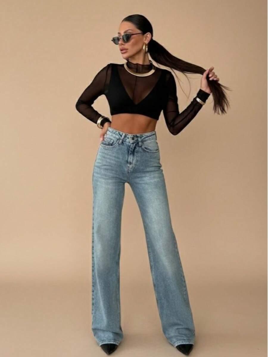 SHEIN SPODNIE JEANS WYSOKI STAN S06__S